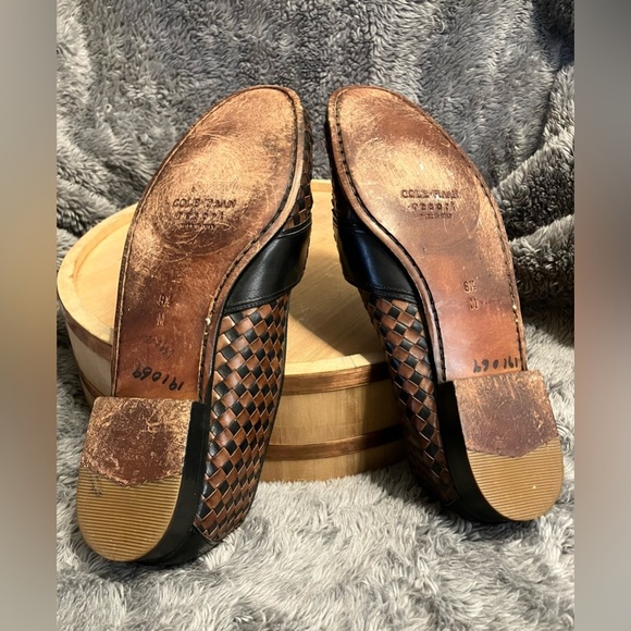 *RARE* Vintage Bragano By Cole Haan Brown Black Woven Leather Loafers Men Sz 8.5 - Picture 5 of 11